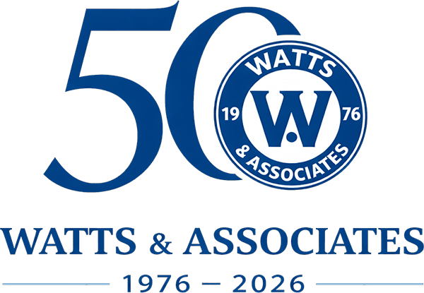 Watts & Associates 50th anniversary badge